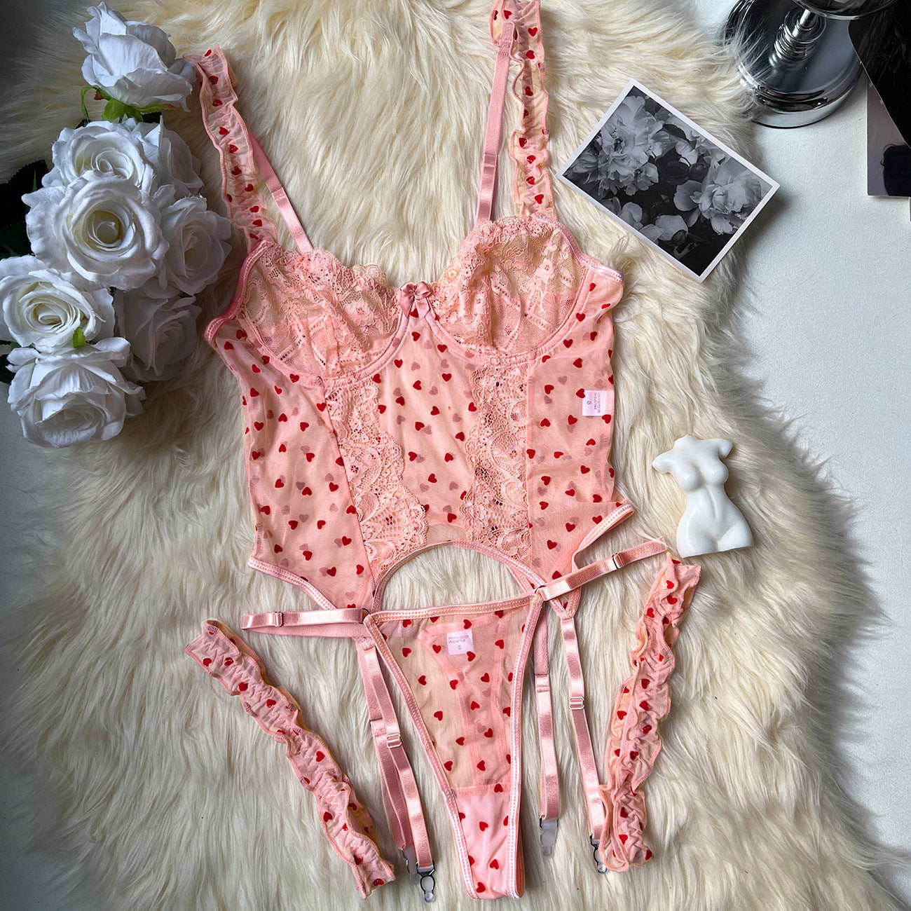 Love Flocking 4-piece Sexy Lingerie Set