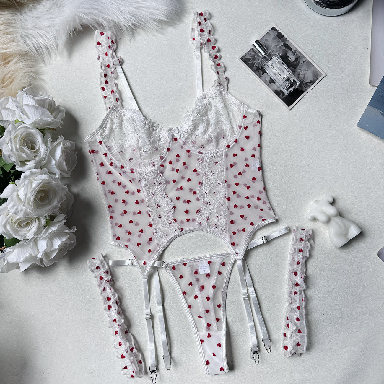 Love Flocking 4-piece Sexy Lingerie Set