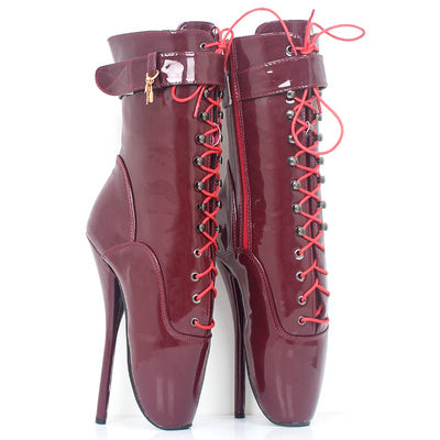 Sophisticated 18cm Ballet Lace-up Stiletto Ankle Boots Large Size