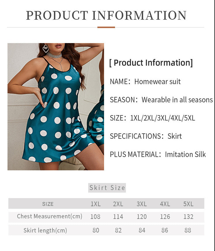 Plus Size Casual Polka Dot Two Piece Nightwear