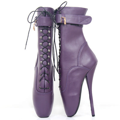Sophisticated 18cm Ballet Lace-up Stiletto Ankle Boots Large Size