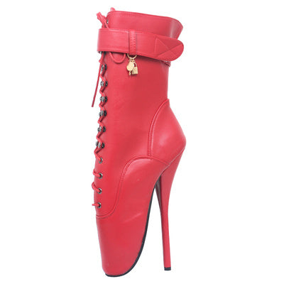 Sophisticated 18cm Ballet Lace-up Stiletto Ankle Boots Large Size