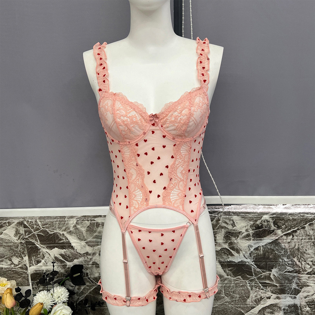 Love Flocking 4-piece Sexy Lingerie Set