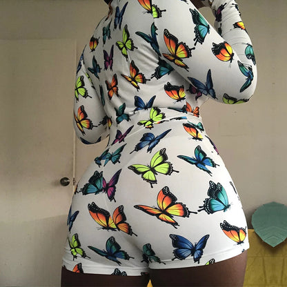 Plus Size One Piece Printed Romper Pajamas