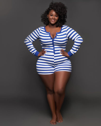 Plus Size One Piece Printed Romper Pajamas