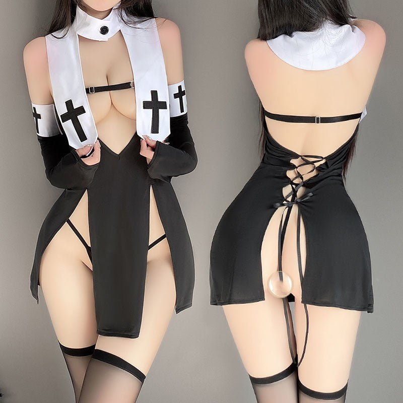 Lace-up Bandage Nun Uniform Set