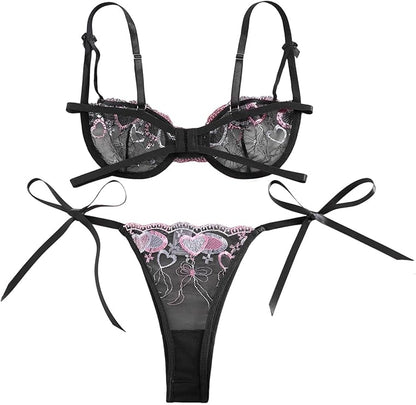 Black Midnight Spark 2-Piece Sheer Mesh Set