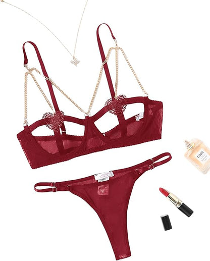 Sweet Tease 2-Piece Heart Cutout Lingerie Set