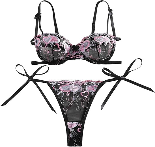 Black Midnight Spark 2-Piece Sheer Mesh Set