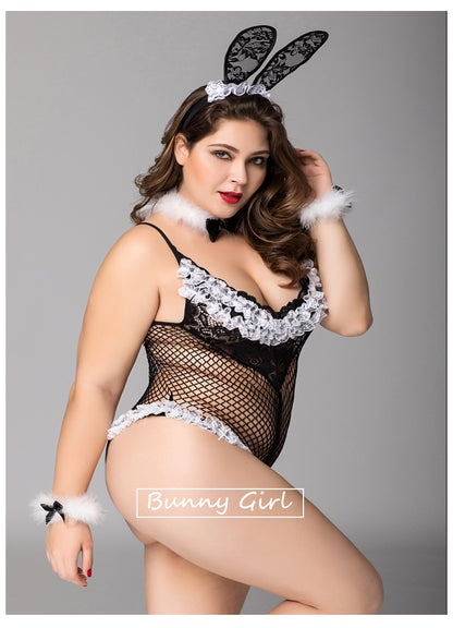 Plus Size Hollow-out Bunny Cosplay Uniform