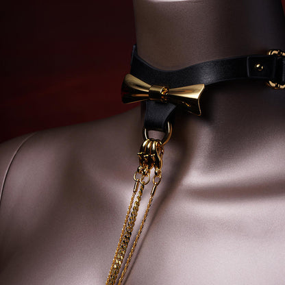 Full Body Leather Gold Chain Set
