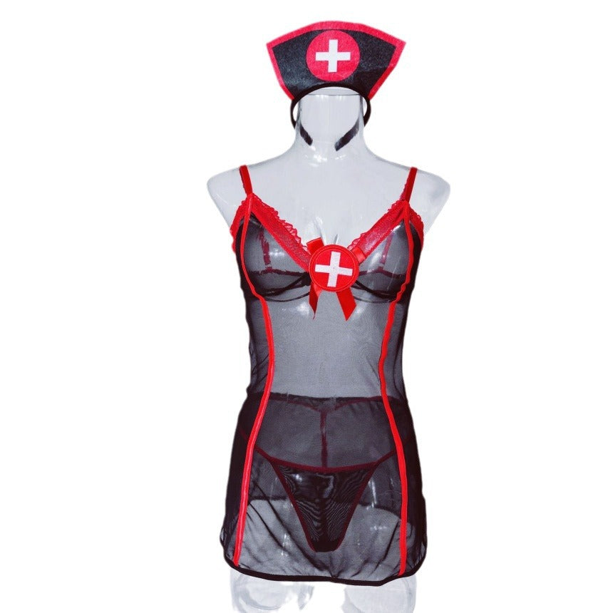 Sexy Black One-Piece Nurse Cosplay Uniform