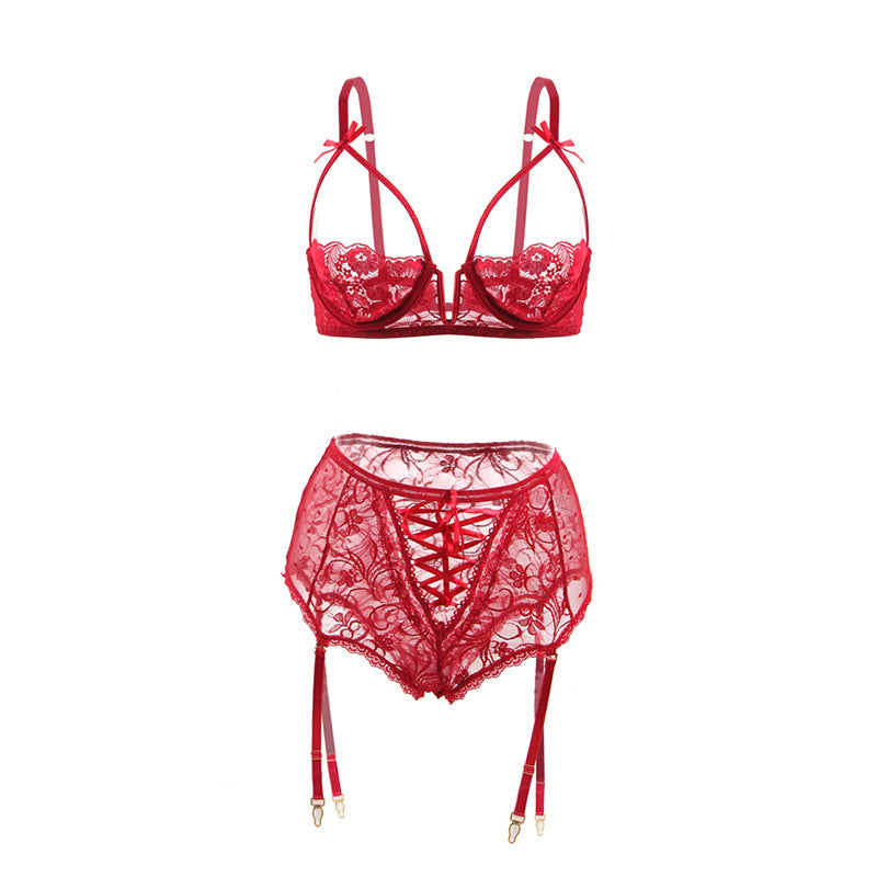 Plus Size Happy Hour Half Cup Lace Bra and Panty Set