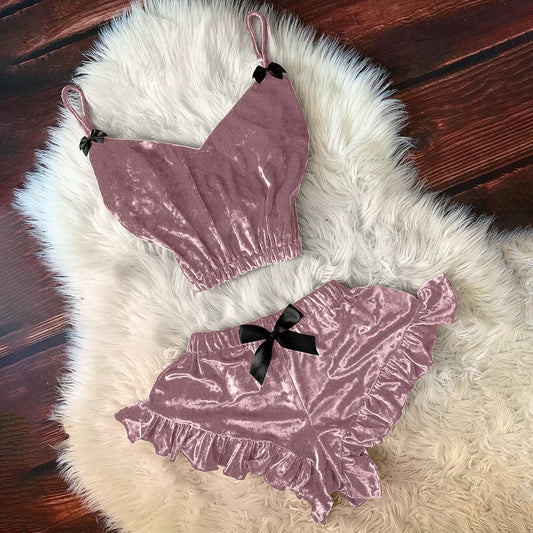 Sexy Split Lace Pajama Two Piece Set (S-2XL)