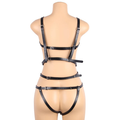 Unique Leather Strap Full Body Harness Garter Belt