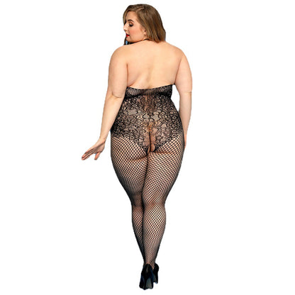 Plus Size Erotic Netting One Piece See-through Fishnet Wear
