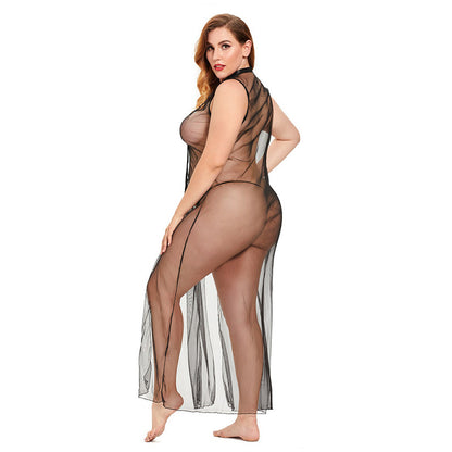 Plus Size Sexy Transparent Tulle Dress