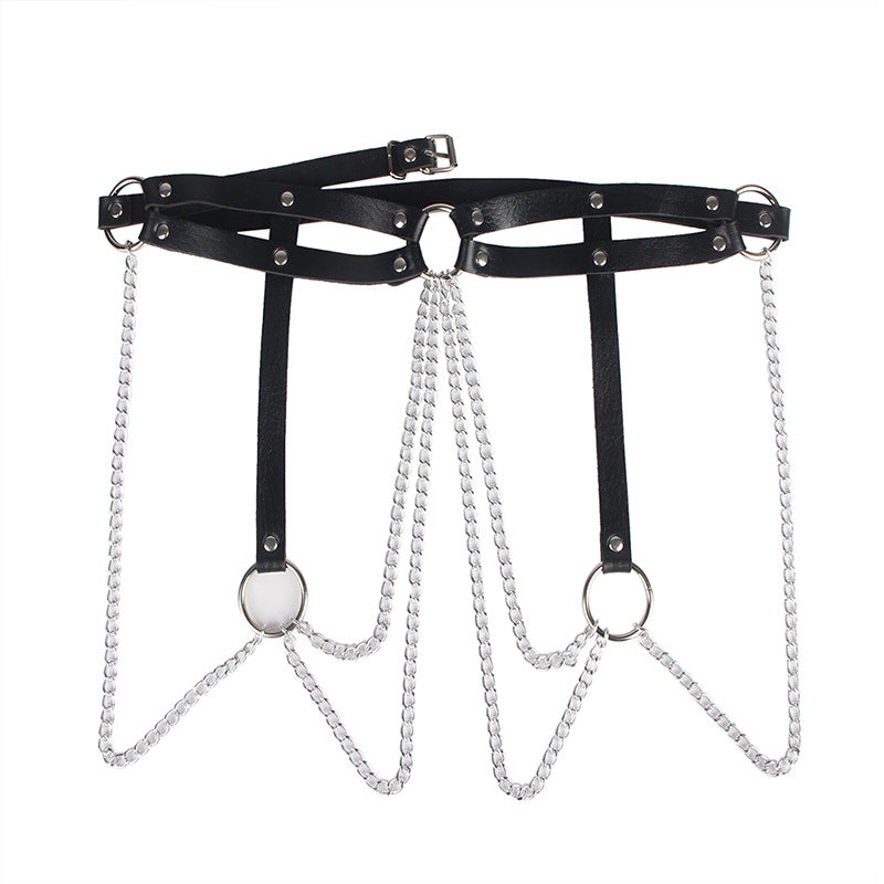 Asymmetric Leather Waist Chain Belt